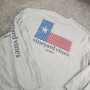Vineyard Vines Shirt Mens 2XL Texas Flag Long Sleeve Gray Tee‎ Casual Preppy